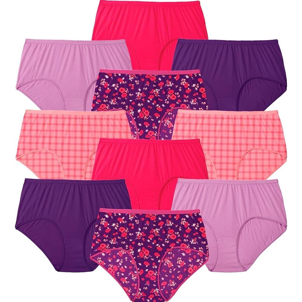 Comfort Choice 10 Pack Rich Violet Cotton Full Briefs Plus Size 11 28W 30W